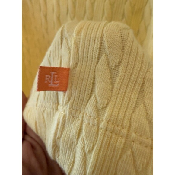 Lauren Ralph Lauren Womens L Cable Knit Yellow Button Cardigan Long Sleeve - Picture 4 of 6